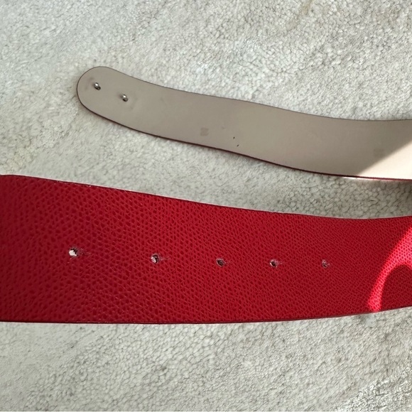 Brambilla Milano Italian Red Leather Belt, Rhinestone Studded Front Detail - Picture 8 of 10